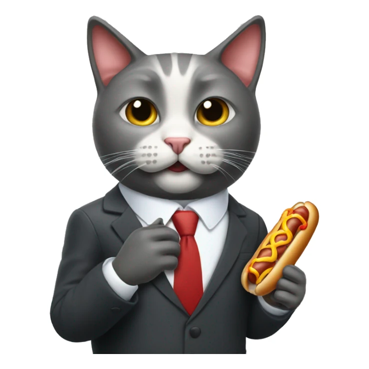 cat in business suit eating hotdog sticker
