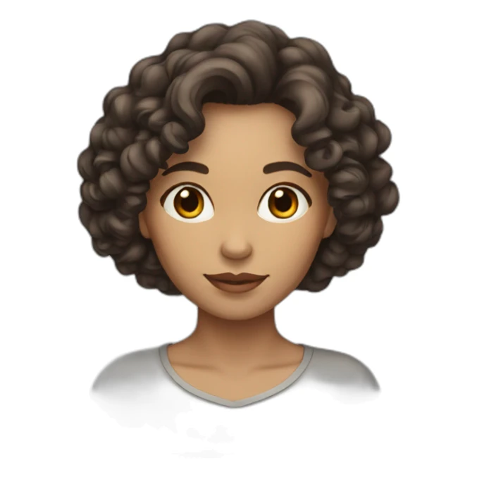 woman with curly dark brown hair shoulder length sticker