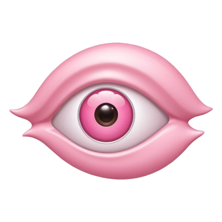 A 3D cartoon rose-pink -eye spectacle, glossy curved frame, soft reflections, isolated on plain background. only glasses. sticker