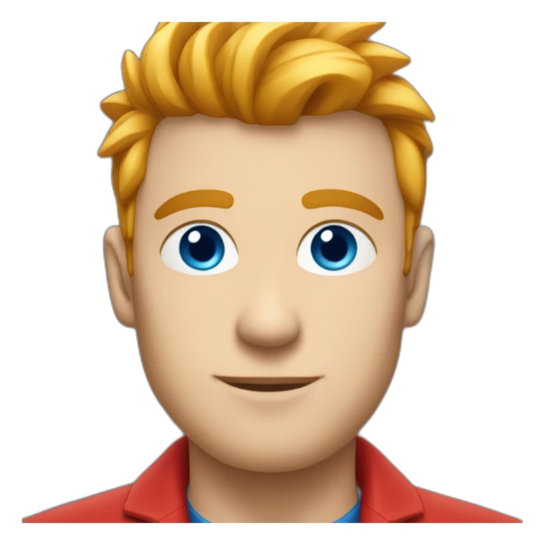 man with red mowhawk and red suit, blue eyes sticker