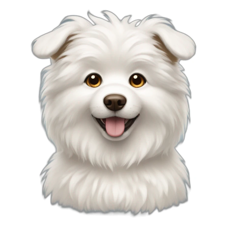 A white fluffy dog with brownish flappy ears sticker