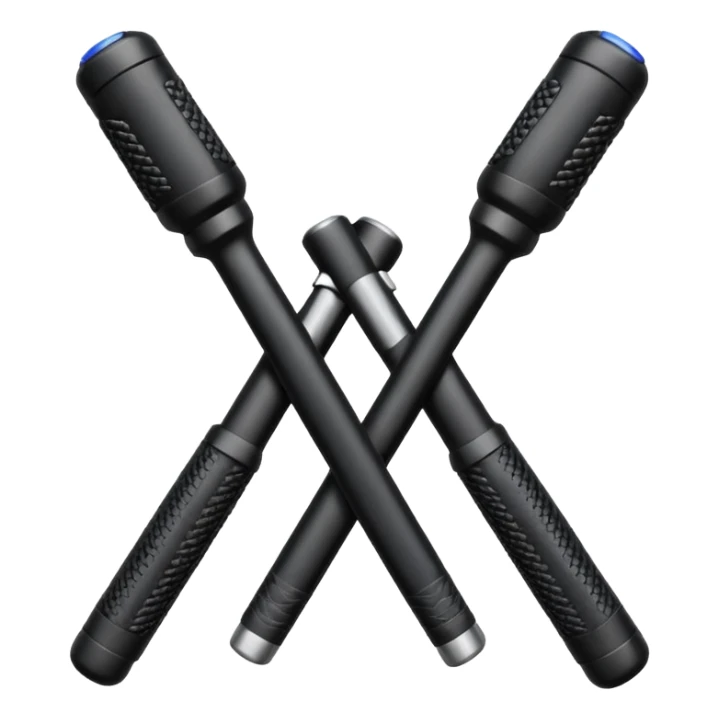 two police batons with handles forming an L sticker