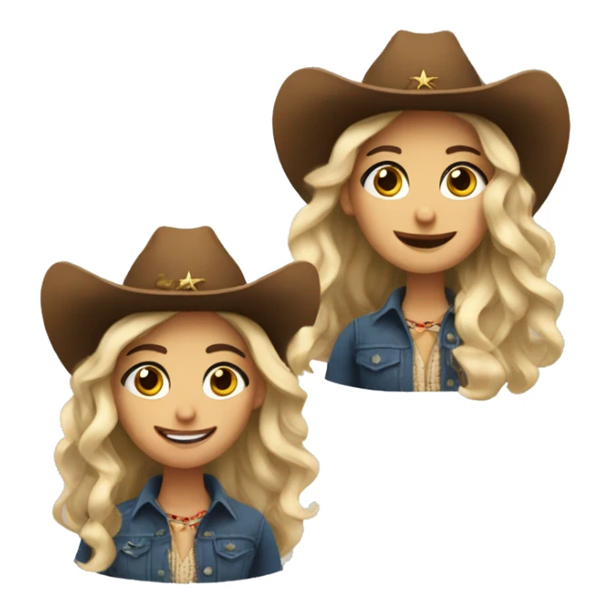 Noelle wearing cowboy hat sticker