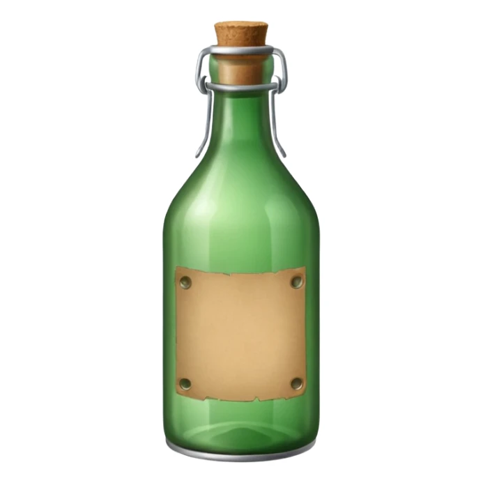 green old  glass bottle with a rolled  paper inside  like in movie  sticker