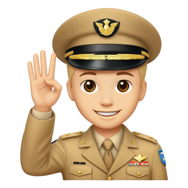 smiling face giving a salute, gesture of agreement sticker