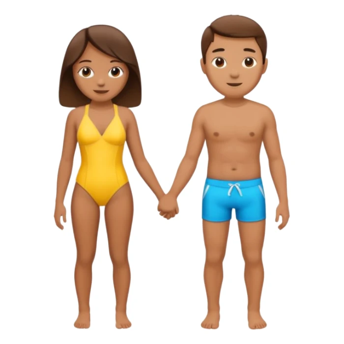 pareja en bañador, dados de la mano sticker