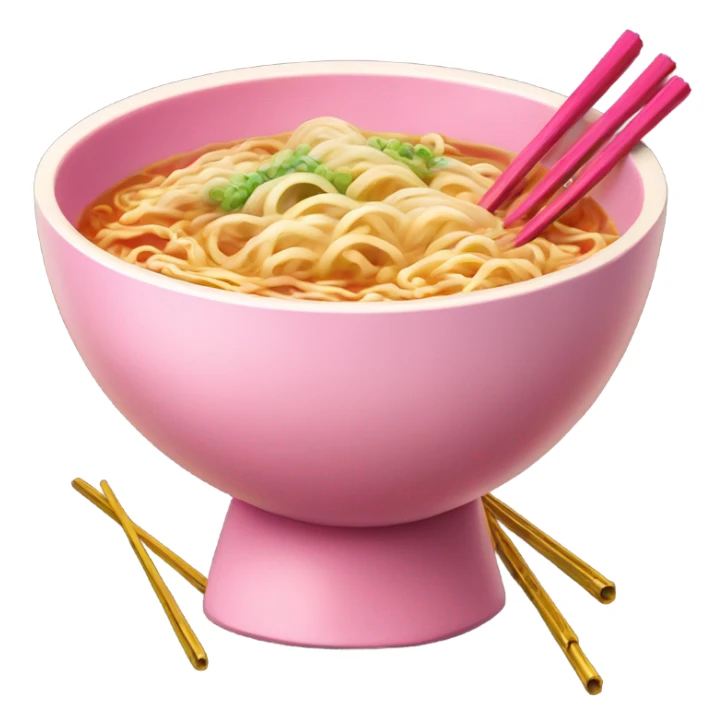 traditional ramen, pink and gold bowl, gold chopsticks sticker