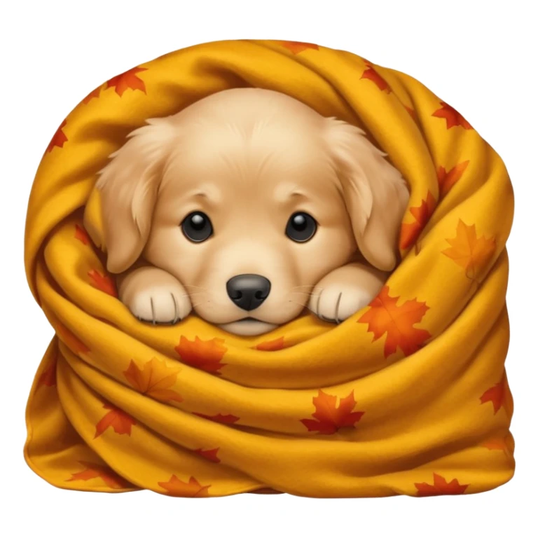 Autumn golden retriever puppy sleeping with a blanket sticker