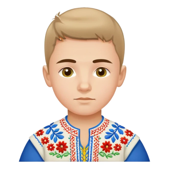 Ukrainian boy in traditional embroidered vyshyvanka shirt sticker