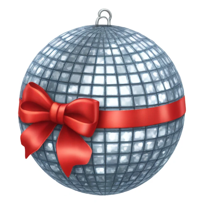 disco ball with red bow on the top  sticker