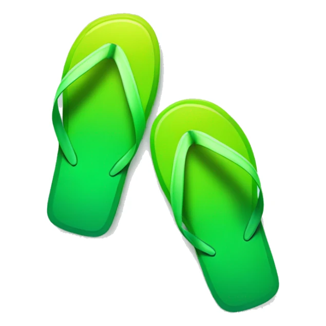 Realistic lime green gradient pair of summer flip flops isolated. sticker
