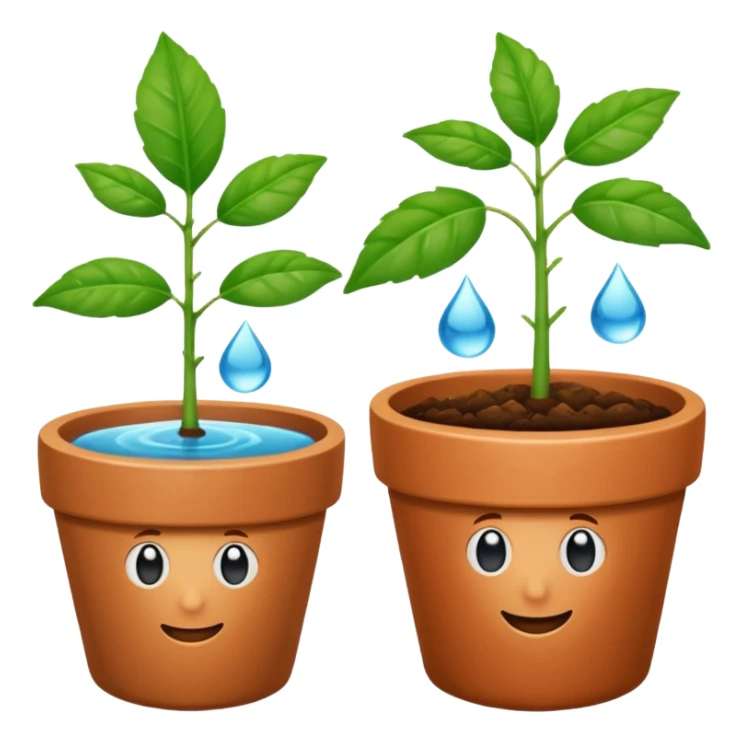 calendar emoji with most dates as plants, one date has a leaf, one has a water drop, and one has a pot, all spaced out sticker