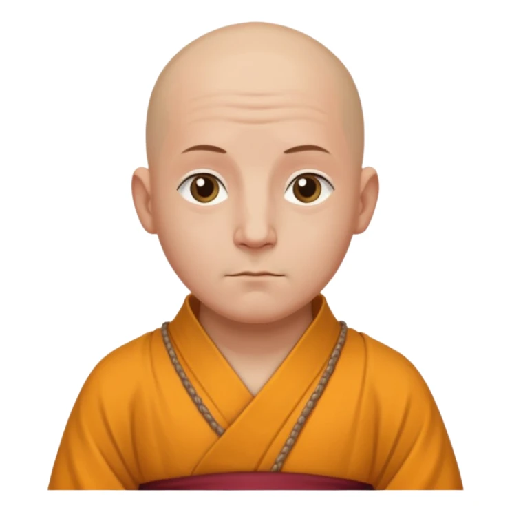A bald monk in modern American city, wearing traditional robes, calm expression sticker