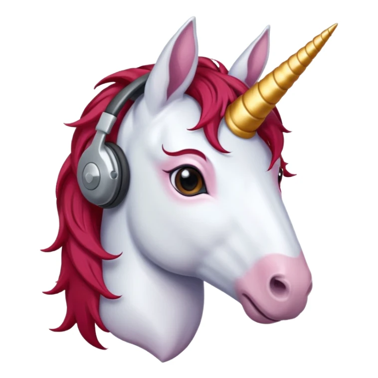 headphone wearing unicorn with dark red hair sticker
