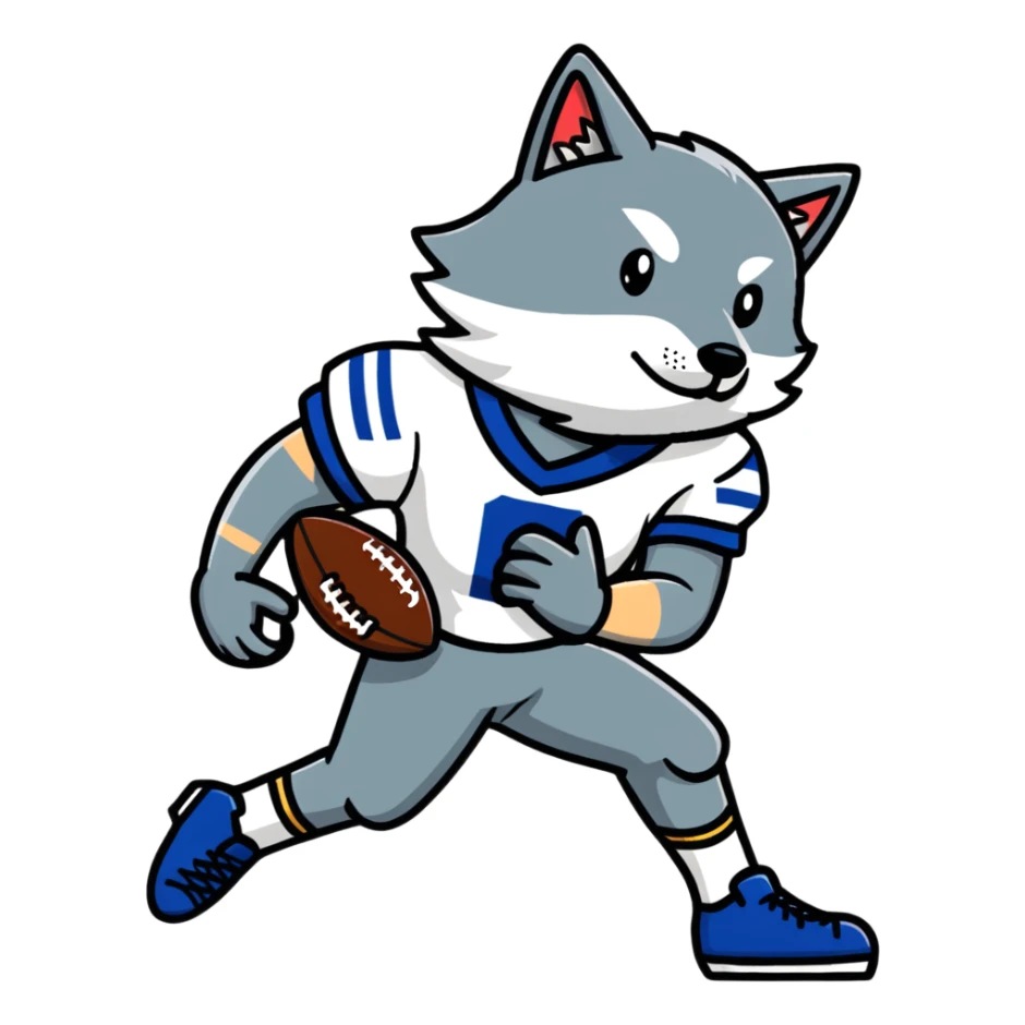 Wolf football player ready to tackle sticker