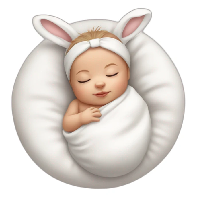 Sleeping white Newborn with bunny headband sticker