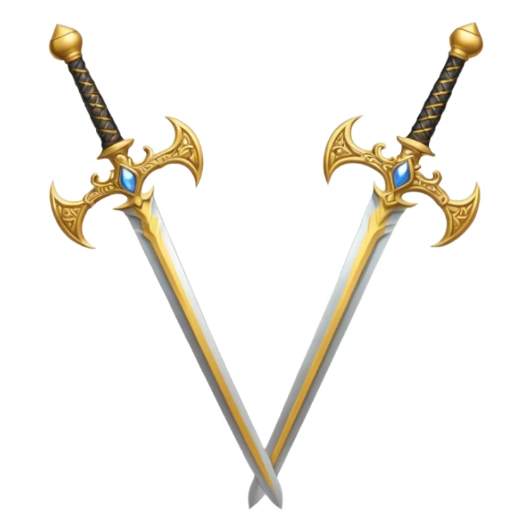Two Golden royal swords with gold blades and gold handel sticker