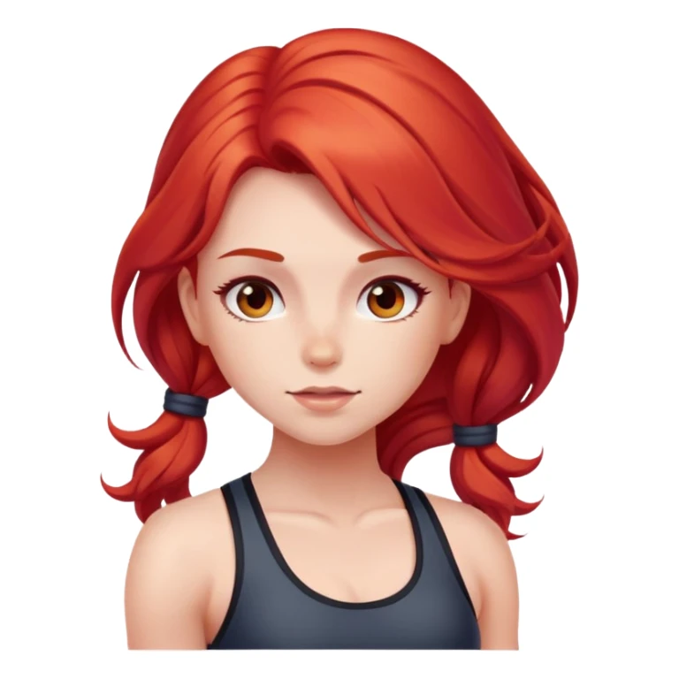 Cute gym girl with red long hair blushing  sticker