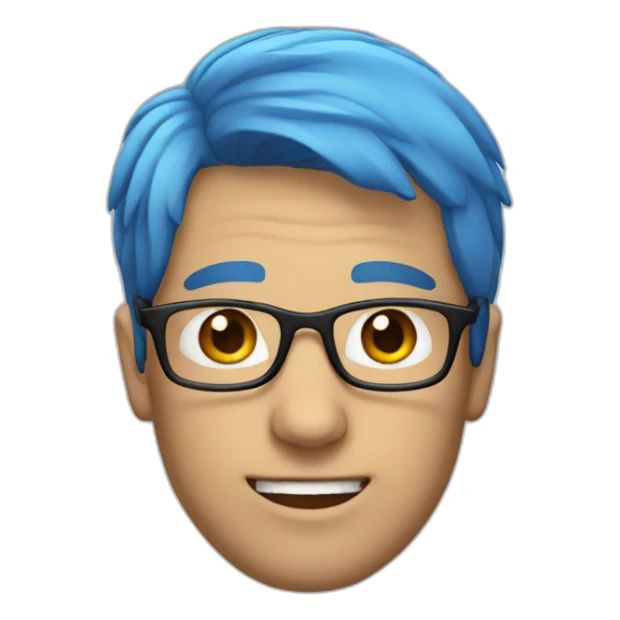 A man with a blue hair and wearing glasses  sticker