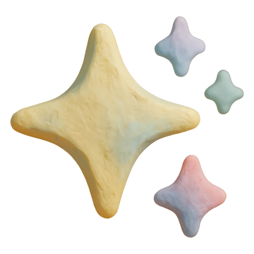 claymation style sparkles with pastel colors and soft edges sticker
