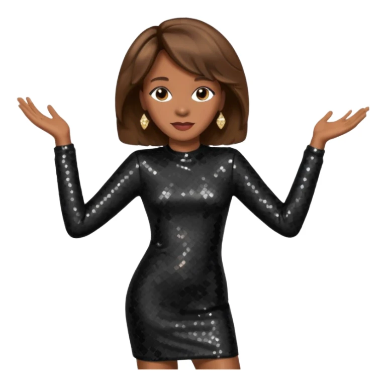 Whitney Houston with brown hair, black sequin long sleeve dress sticker