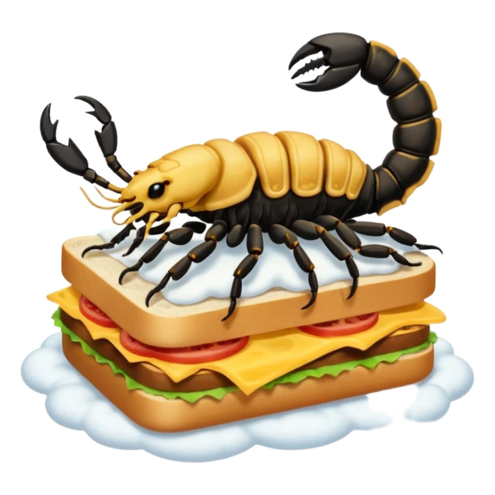 No a SCORPION sitting on top of a cloud and eating a sandwich sticker