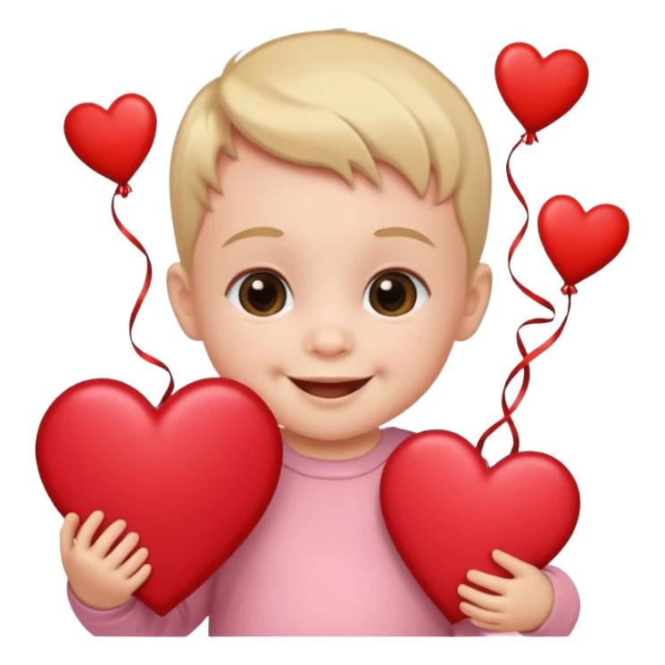 baby on a paper background with valentines day decor sticker