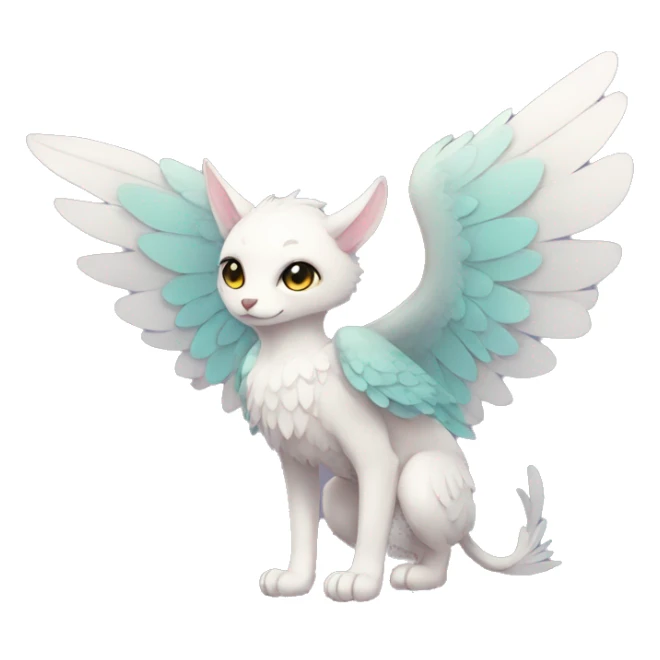 Anthro shy cute kawaii winged animal hybrid full body sticker