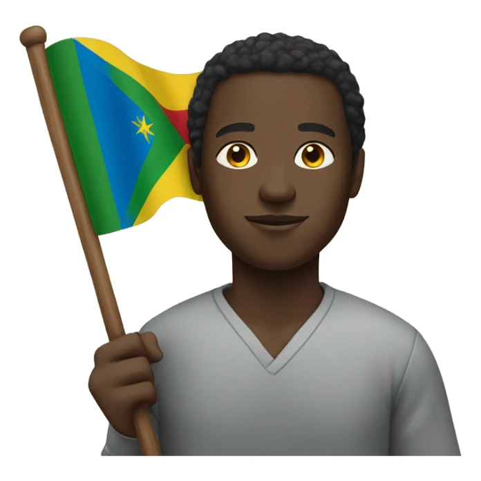 A black man holding the Ethiopia flag sticker