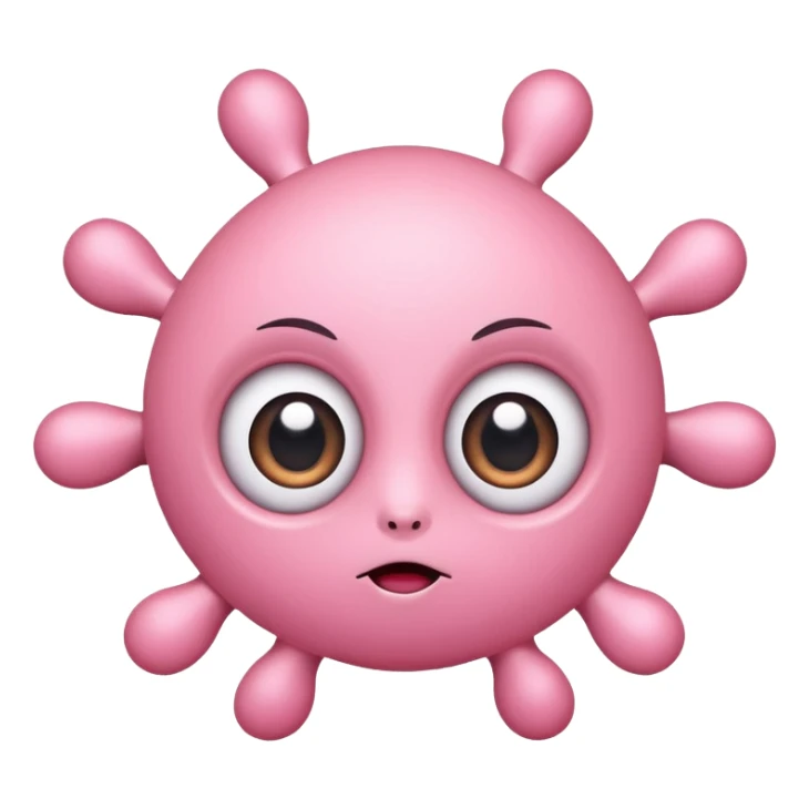 cute pink virus with big eyes sticker