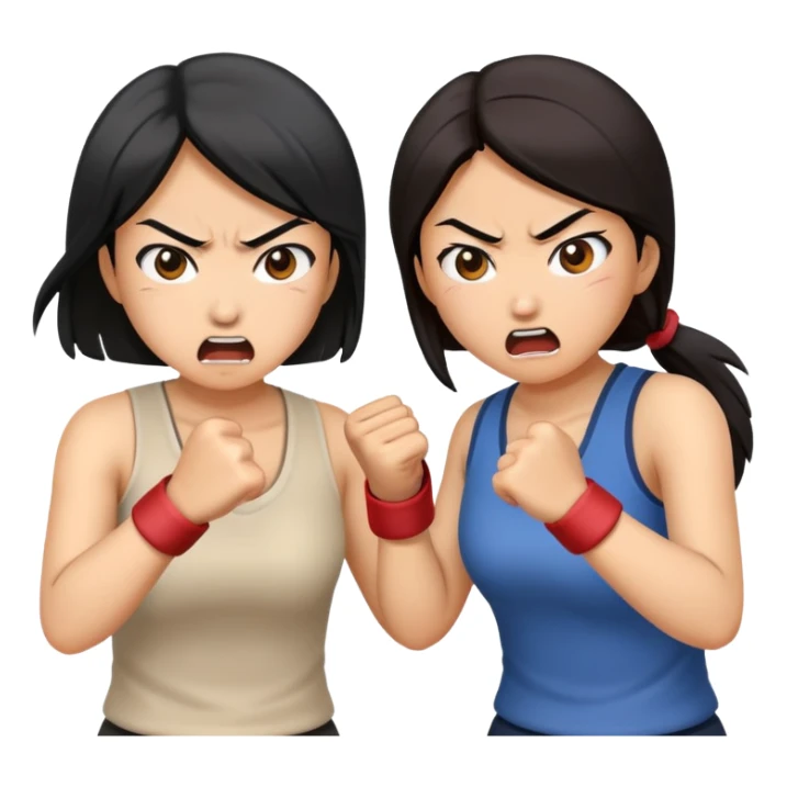 two asian women punching and attacking each other sticker