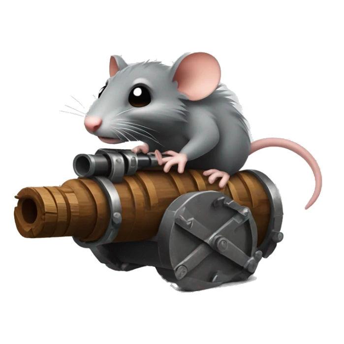 Rat with a 6 barrel minigun made of wood and metal  sticker