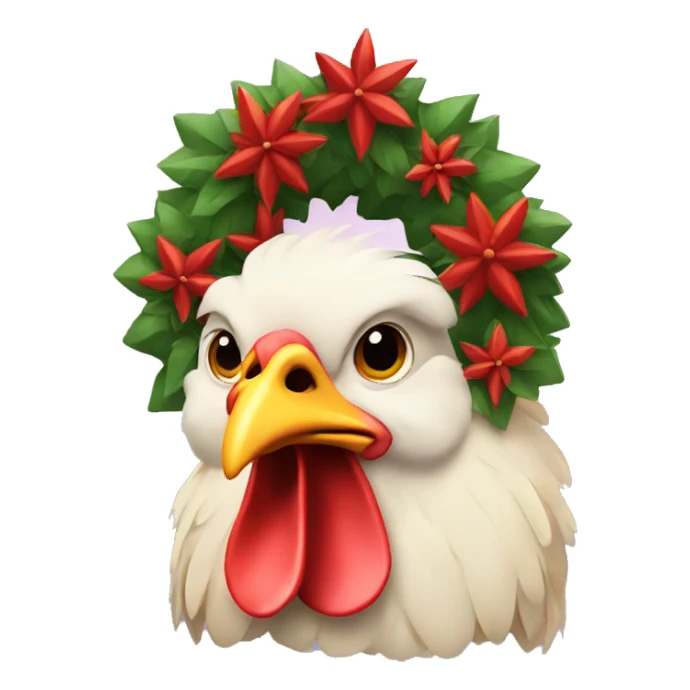 chicken wearing christmas wreath sticker