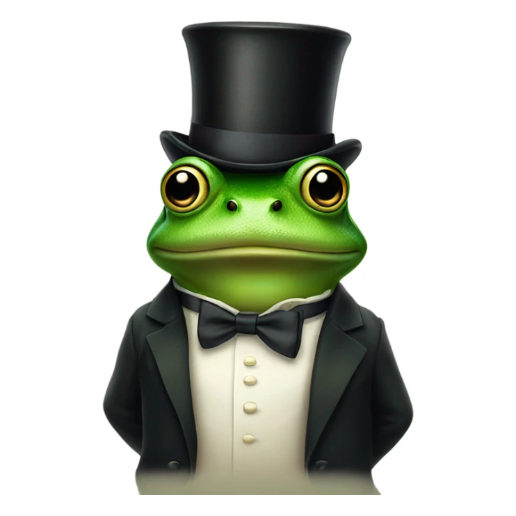 Frog wearing only a top hat and bow tie standing on two legs sticker