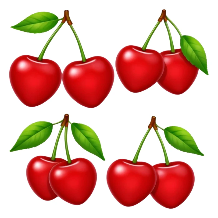 Two pair of red cherry with green leaves🍒 sticker