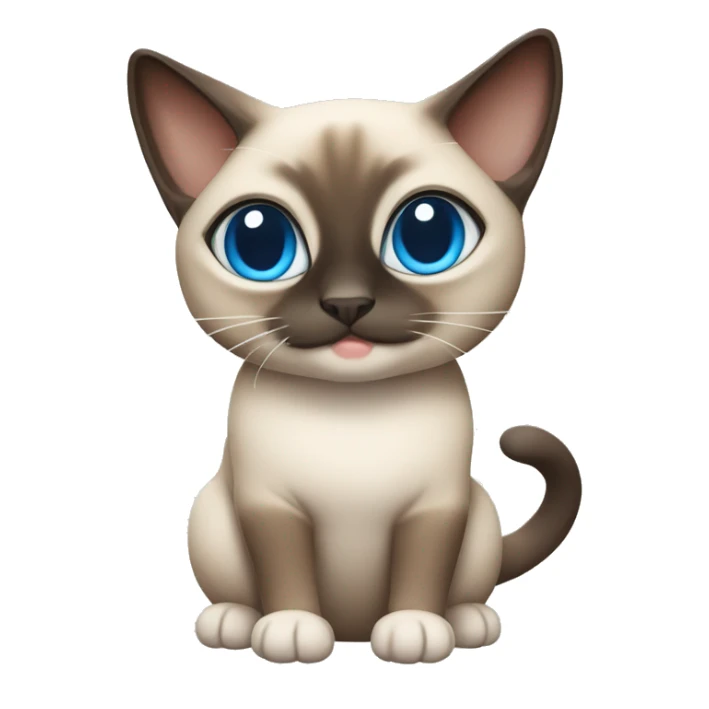 Siamese cat full body with white and brown on the face, blue eyes, chubby sticker