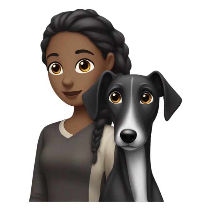 Black greyhound with dark hair girl sticker