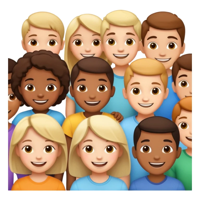group of children standing together, fun and supportive sticker