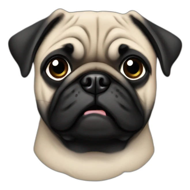 pug wearing a black t-shirt sticker