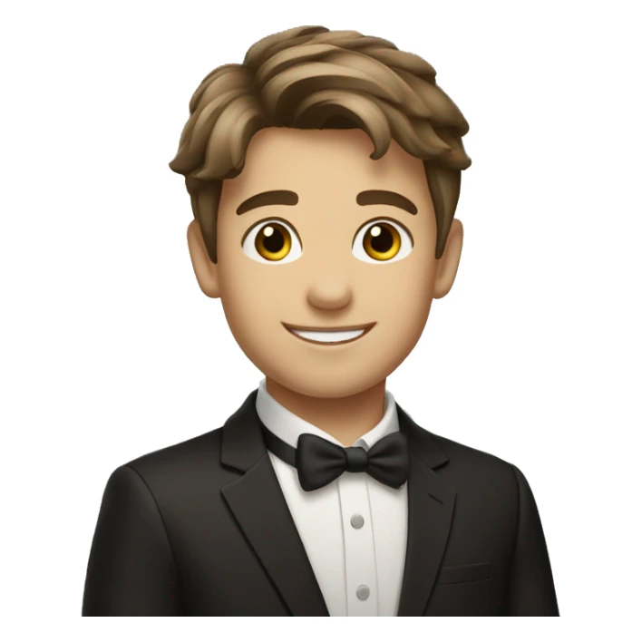 smiling boy brown hair in formal attire sticker