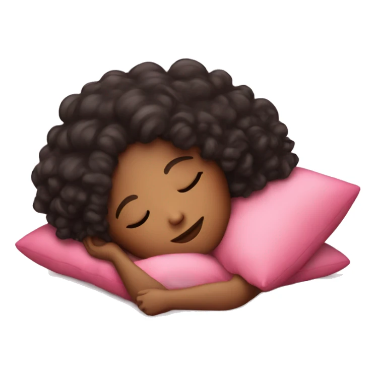 Sleeping girl on pink pillow dark curly hair sticker