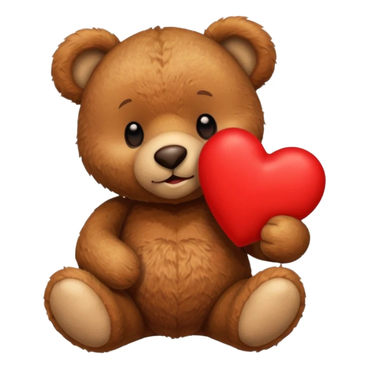 brown teddy bear hold red heart sticker