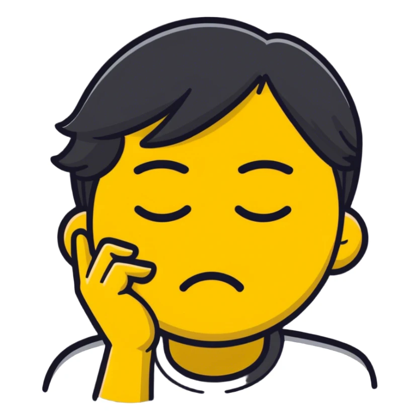 emoji looking down and sad with hand on forhead sticker