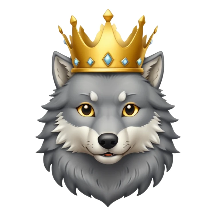 wolf with a golden crown on his head sticker