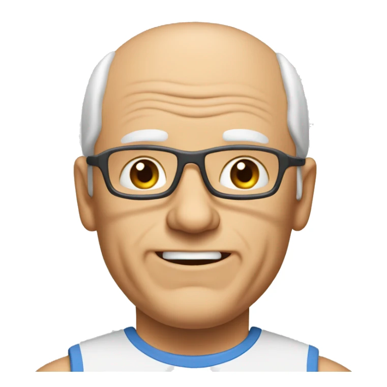 65 year old man playing tennis balding white sticker