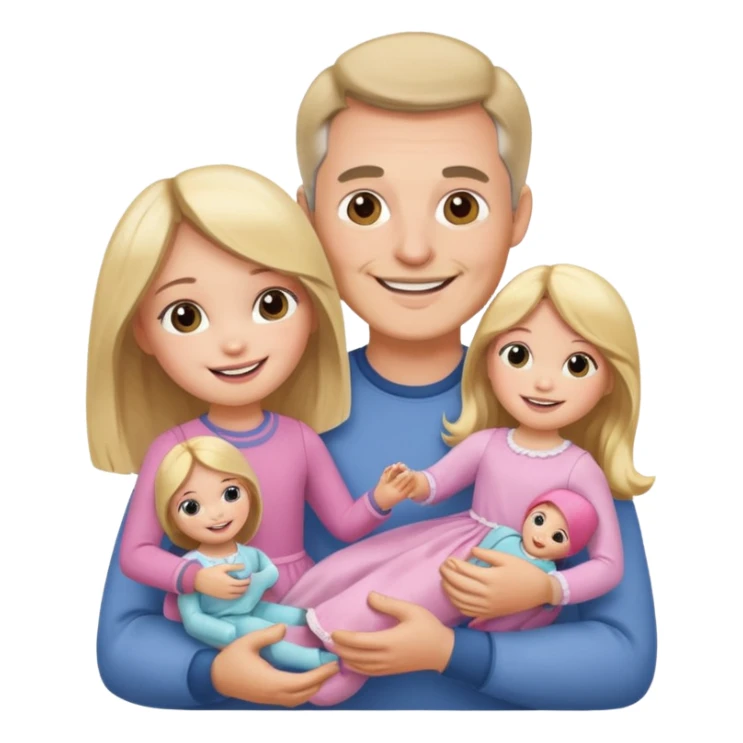 father and daughter playing with dolls sticker