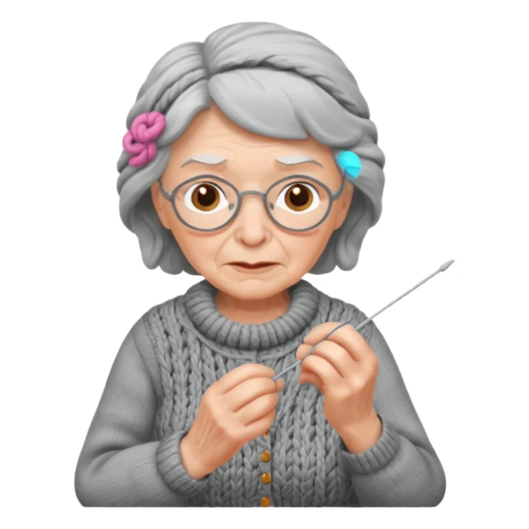 elderly woman knitting sticker