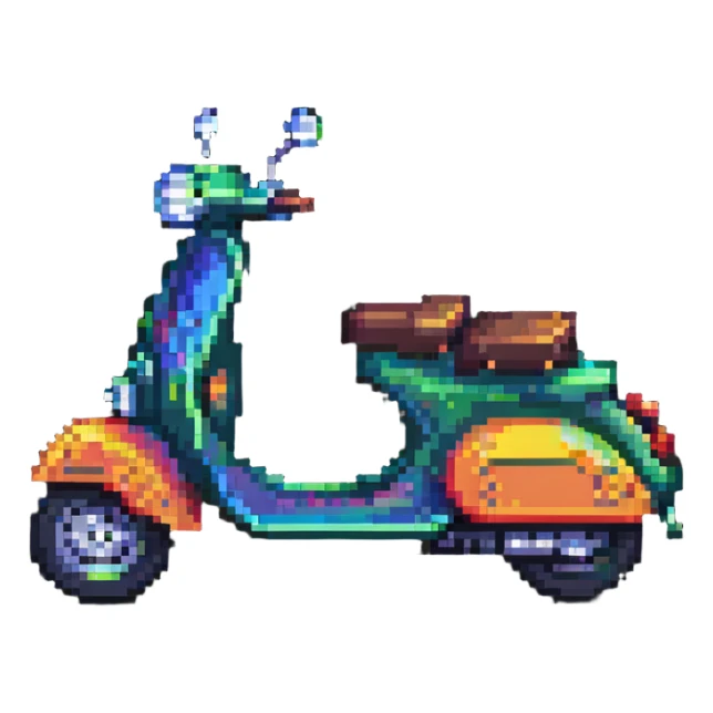 colorful scooter, transportation sticker