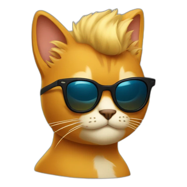Cat with a johnny bravo hair and sunglasses sticker