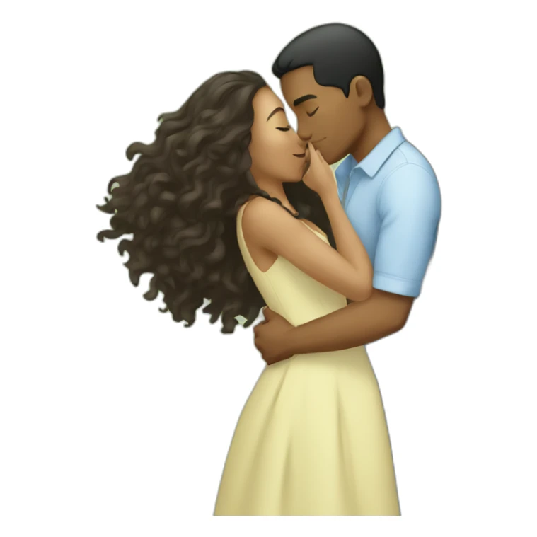 A mixed race man kissing a tree woman sticker